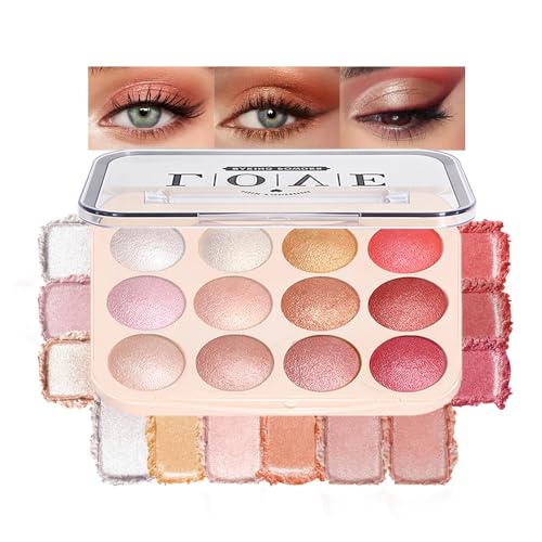 12-Color Baked Shimmer Palette - Eyeshadow, Blush & Highlighter