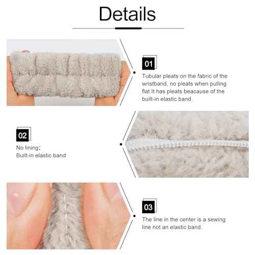 WHAVEL 6PCS Spa Headband and Wristbands Set, Face Wash Headband Wrist Bands for Washing Face Makeup Skincare Hair Band Skin Care Accessories Tools