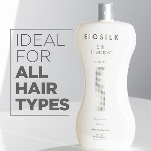 BioSilk Silk Therapy Shampoo, Gentle Hair Cleanser for Healthy, Shiny Hair, Conditions with Silk Proteins & Botanical Extracts, Sulfate-Free, Paraben-Free, Cruelty-Free, 34?Oz