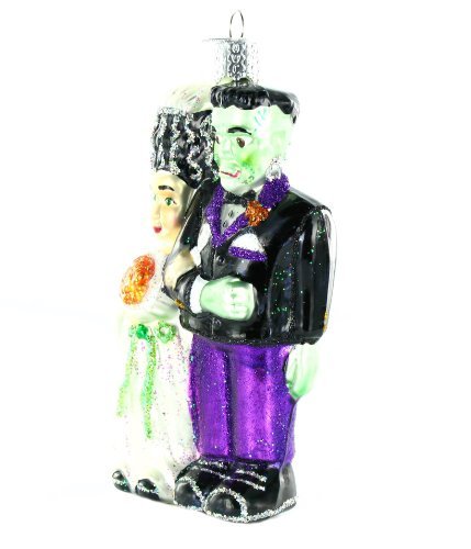 Old World Christmas Halloween Decorations Glass Blown Ornaments for Christmas Tree Frankenstein and Bride