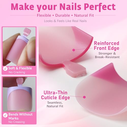 French Tip Press On Toenails - 150pcs Kit with Adhesive Tabs