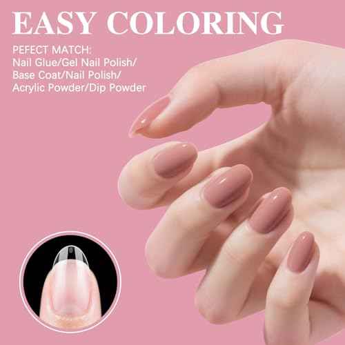 Short Almond Nail Tips, SSWSBYKE 300pcs 15 Sizes Gel Acrylic Nail Tips for Full Cover Pre-Shaped Fake Nails Tips Half Matte Press On Nails for Extension Home DIY Salon