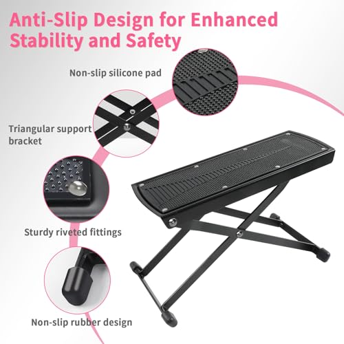 Adjustable Pedicure Foot Rest – 6 Heights, Foldable Stool