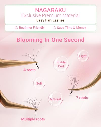 NAGARAKU Easy Fan Volume Lash Extensions 0.07 D Curl 8-15mm Mix