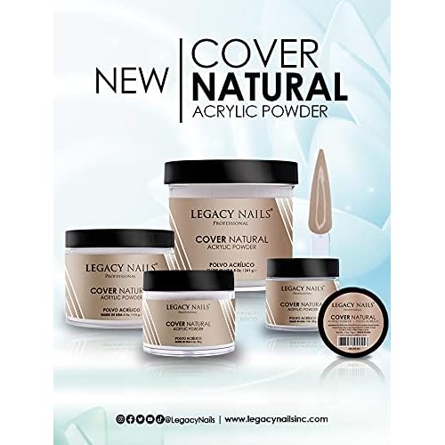 Legacy Nails Professional Cover Acrylic Powder, 8 ounces - Ideal For French Nail Art, Create Nail Art, Nail Extension That Provide a Healthy, Natural Look To Nails (NATURAL)