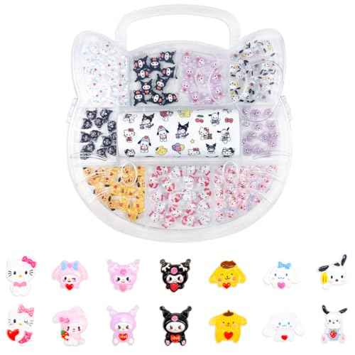 141 PCS Cute Kawaii Y2K Nail Art Stickers - Slime & 3D Nail Charms, Flatback Resin Charms