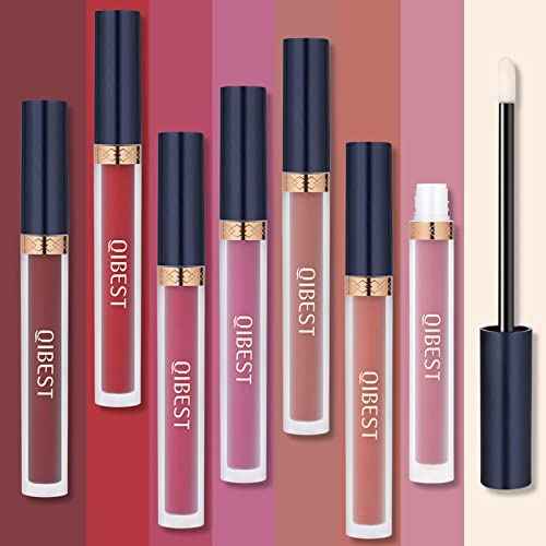 QiBest 7Pcs Matte Liquid Lipstick + 1Pcs Lip Plumper Makeup Set Kit, Pigmented Long Lasting Lip Gloss Set, Velvet Waterproof Halloween Lip Makeup Valentine's Gift Sets for Girls and Women