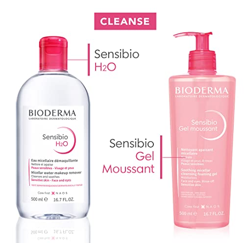 Bioderma - Sensibio H2O PUMP - Micellar Water - Cleansing and Make-Up Removing – Refreshing feeling – for Sensitive Skin, 16.7 Fl Oz (Pack of 1)