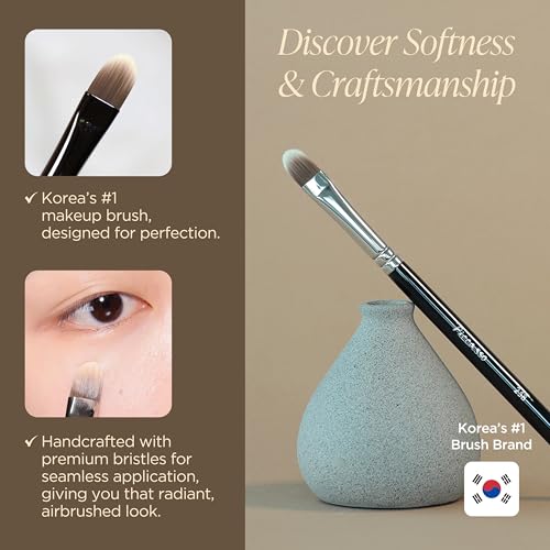 Piccasso 258 Concealer Brush ? Angled Face Makeup Brush for Under Eye Concealer, Nose Contour, and Liquid Blush, Korean Synthetic Makeup Brush for Precise Coverage and Blending