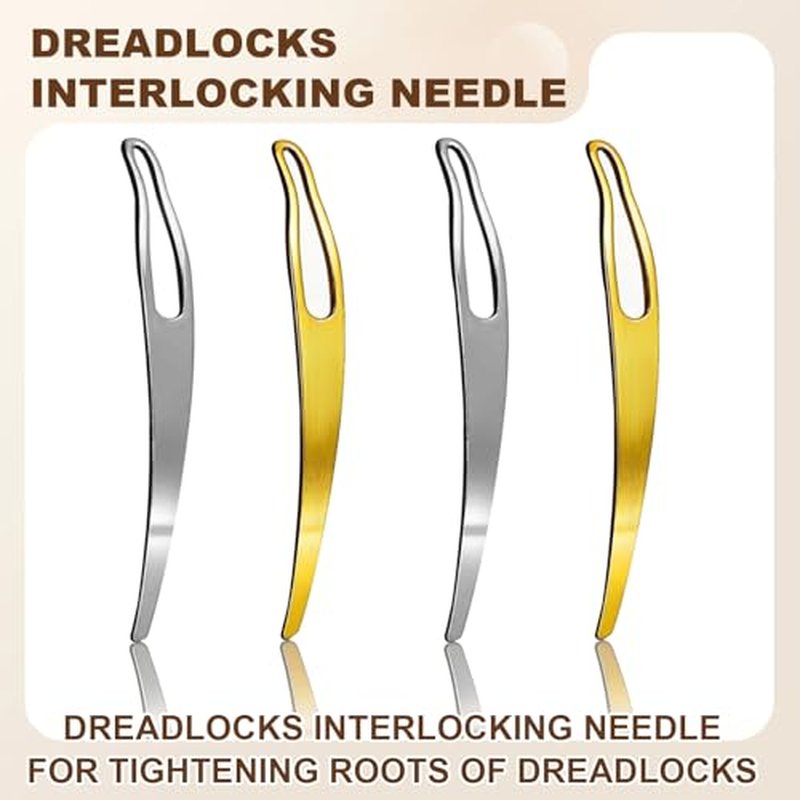 4-Piece Loc Interlocking Tool Set - Gold & Silver Crochet Needles