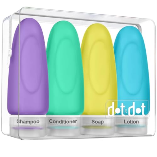 Dot&Dot Leak Proof Travel Bottles - 3oz Silicone Toiletries Set