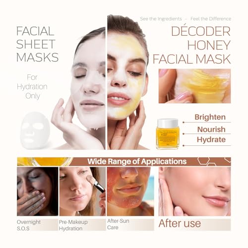 Decoder Honey Cleansing Jelly Skin Care Collagen Face Mask - 5% Honey, Niacinamide, Collagen, Hydrating and Glowing Face Mask for Anti-Aging, Oily and Dry Skin, At-Home Spa Treatment