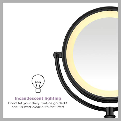Conair 3-Way Touch Control Lighted Makeup Mirror 1x/7x Magnification, Matte Black