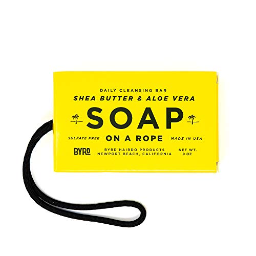 BYRD Hydrating Soap on a Rope ? Daily Cleansing Face and Body Bar, with Shea Butter, Aloe Vera Gel and Sea Salt, 9 Oz