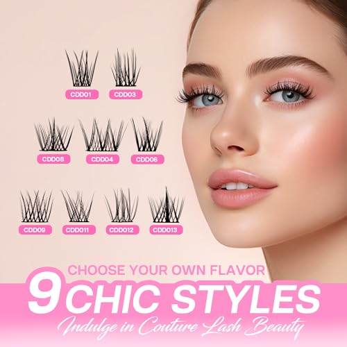 CALAILIS Lash Clusters DIY Eyelash Extensions 132pcs Natural Cluster Lashes Mega Volume Individual Lashes Wispy Eyelash Clusters(DUO14,D-10-16MIX)