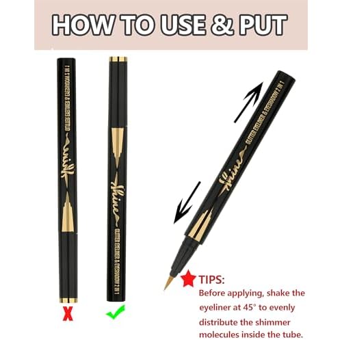 Bronze Glitter Eyeliner Liquid Liner-1Pcs Brown Metallic Shimmer Sparkling Colored Eye Liner Eyeshadow Makeup Pen, Long Lasting High Pigmented Waterproof Smudge-proof Eyeliner Pencil, Gift for Women