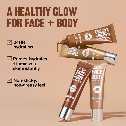 Revlon ColorStay Face & Body Glow Lotion, 24HR Hydration