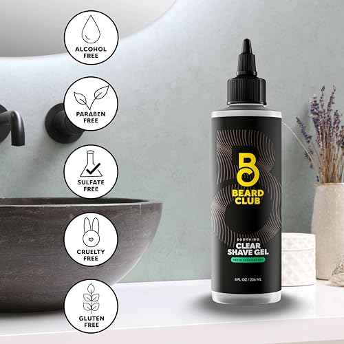 Beard Club Premium Shaving Gel for Men ? Hydrating Mens Shave Cream for Sensitive Skin ? Cedar Scent Precise Line Ups & Smooth Shaving ? Clear Shave Gel for Men ? Cooling Sensation ? Sativa Seed 8oz