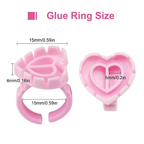 Autdor 500Pcs Pink Glue Rings for Eyelash Extensions