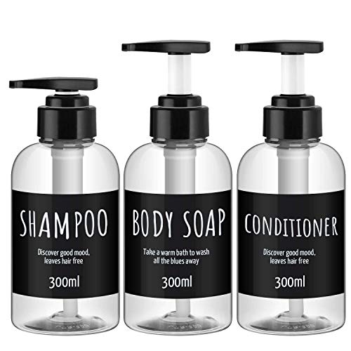 6 Pack Shampoo and Conditioner Bottles, Segbeauty 16.9oz & 10.1oz Refillable Shampoo Bottle for Shower, Shower Bottles Refillable, Large Empty Plastic Bathroom Soap Lotion Shampoo Dispenser Clear