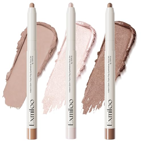 Exmiloo Cream Eyeshadow Stick Set - 3 Neutral Matte & Shimmer