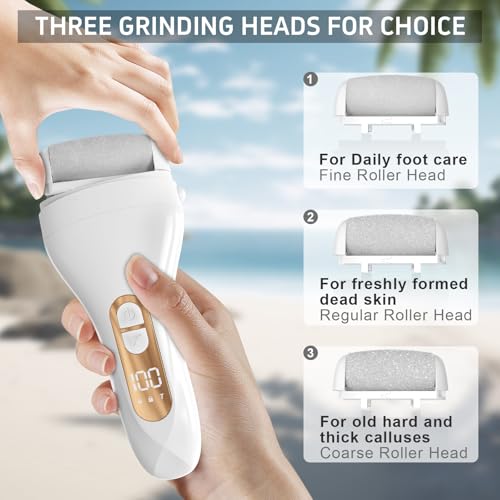 Electric Callus Remover for Feet,Rechargeable Electronic Foot File Pedicure Tools,Professional Waterproof Foot Scrubber File,Portable Pedi Feet Care for Cracked Heels &Dead Skin with LCD Display