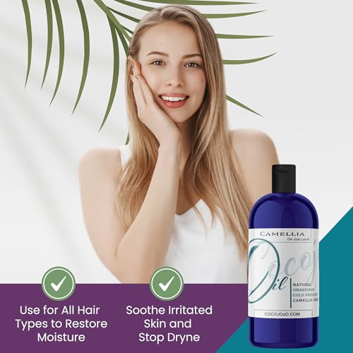 Dr Joe Lab Japanese Camellia Seed Oil - Pure, Cold Pressed, Non-GMO Carrier - 8 oz - for Skin, Hair, Nails, Body, Facial Hair - Hydrating Moisturizing Vegan Nourishing - Packaging May Vary