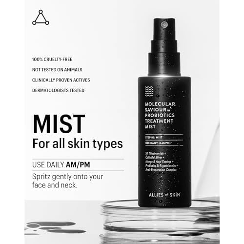 Allies of Skin Probiotic Face Mist | Toner Facial Mist to Minimize Pores | Probiotic Skincare for Moisture Retention | 5% Niacinamide for Glowy Skin | Travel Friendly (1.7 Fl Oz)