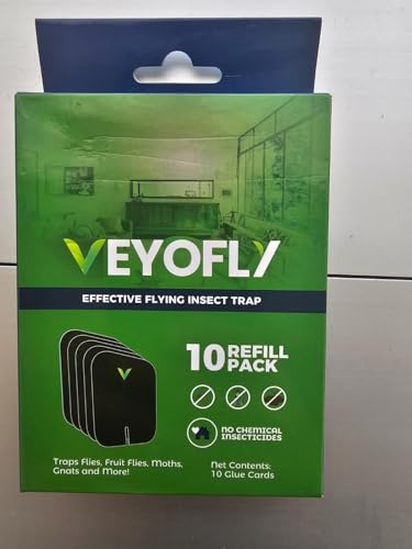 VEYOFLY Fly Trap Indoor Refill, Fruit Fly Traps for Indoors, Gnat Traps For House Indoor,Fly Catcher Indoor, Fly Trap,Plug in Catch for Fruit Flies,Moths,Gnats,Mosquito Trap (Pack of 10 Refills-Black)