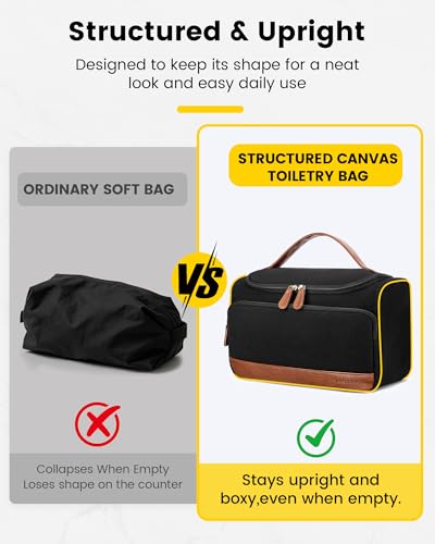 Vorspack Structured Canvas Toiletry Bag for Men - Large Travel Organizer with Wet Pocket