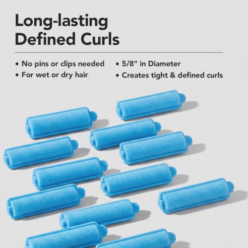 Blue Small Foam Hair Rollers 5/8 Inch for Heatless Curls, 14 Count