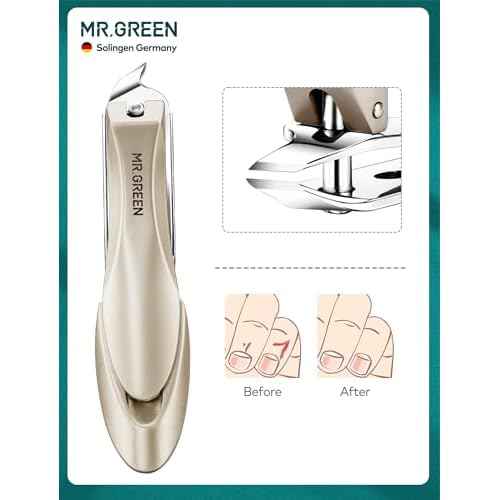 MR.GREEN Nail Clippers, 3PCS Nail Clipper Set with Anti Splash Fingernail Clipper and Ear Pick, Professional Nail Clippers for Men and Women, Stainless Steel Nail Cutter with Leather Case (Green)
