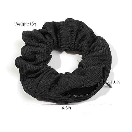Pocket Scrunchies Holder Secret Hidden Compartment Items Velvet Hair Scrunchies Storage with Zipper Pocket for Women