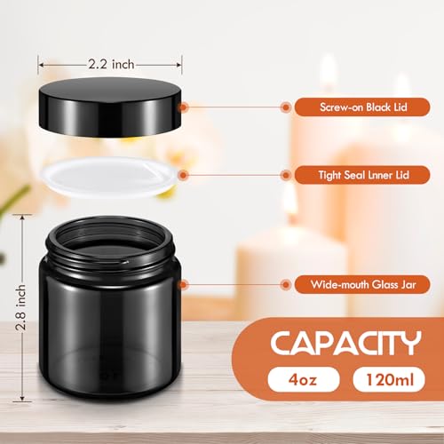 Norme 48 Pcs 4oz Glass Jars with Lids Airtight Cosmetic