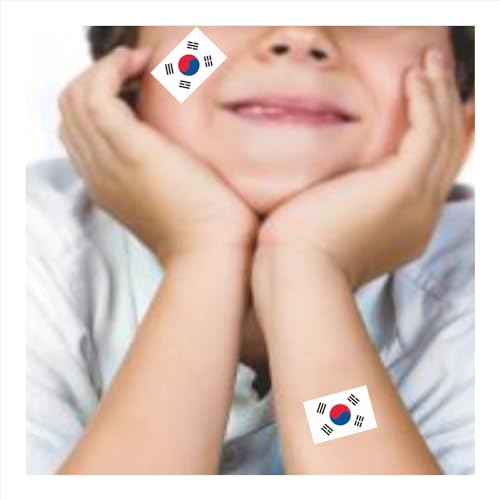 30 Sheets South Korea Flag Temporary Tattoos Fans Face Tattoo Stickers for Adults Kids Group Activity Props