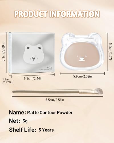 Matte Taupe Contour Powder with Brush - Waterproof & Buildable