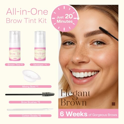 Eyebrow Tint Kit - Natural Brown Color, 6+ Weeks Long Lasting