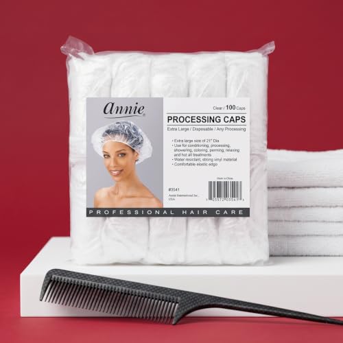 Annie Extra Large Clear Disposable Hair Treatment Caps - 100 Count