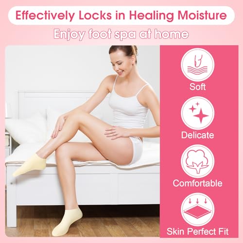 Silicone Moisturizing Socks for Dry Cracked Feet - 6 Pairs Gel Foot Mask