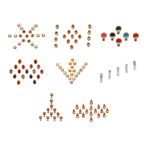 Crystal Bindi Pack of 8 - Self-Adhesive Forehead Jewels
