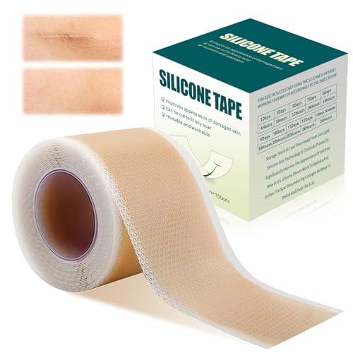 Silicone Scar Tape, Premium Silicone Gel Scar Sheets (1.6"x 60" Roll-1.5M), Reusable Silicone Patches, Soft Silicone Tape for Surgeries Scars, C-Sections, Wrinkles et