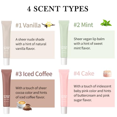 Butter Lip Balm 4-Pack, Hydrating Lip Tint, 0.5oz Each