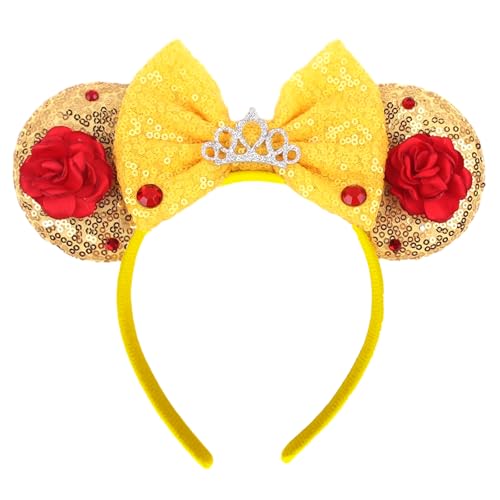 Gold Sequin Mouse Ears Headband for Birthday Parties