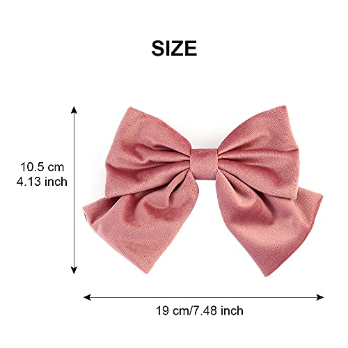 JIAHANG Velvet Hair Bow Clips Thick Hair Velour Big Bowknot Barrettes，French Style Hair Accessories 6PCS for Women Girls Ladies (velvet 6pcs)