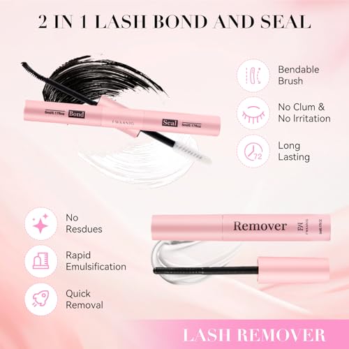Wispy Lash Clusters Kit, 144Pc D Curl 8-16mm with Bond, Remover & Tweezers