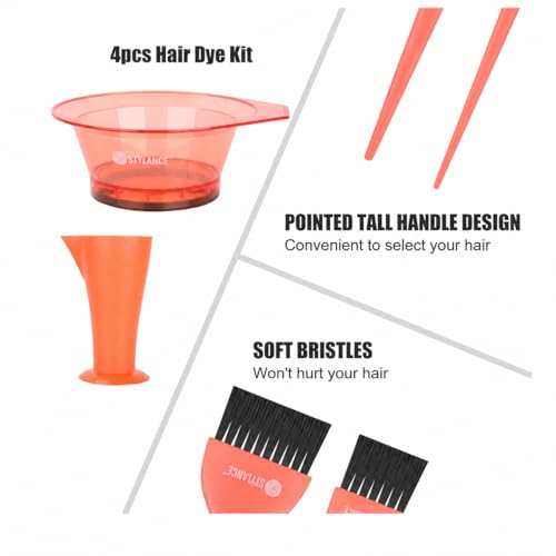 Orange Hair Dye Coloring Kit with Brush, Bowl & Measuring Cup for Salon & DIY Home Use