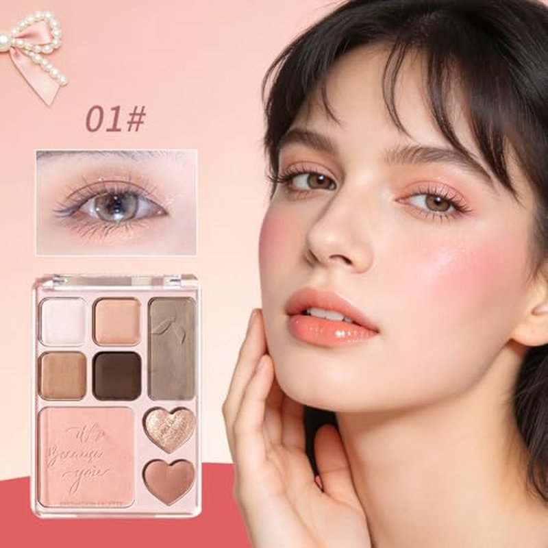 8-Color All-in-One Makeup Palette with Eyeshadow, Blush & Highlighter