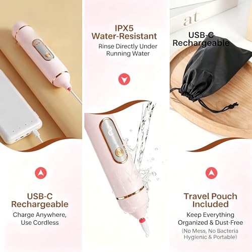 DMOPEOD Pink Electric Callus Remover for Feet, 2 Speeds & 5 Heads, Rechargeable & Washable