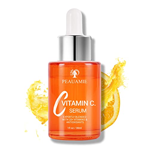 Peauamie Vitamin C Serum for Face Anti Aging Serum with 2% Hyaluronic Acid and 1% Retinol Ferulic Acid,Moisturizer Serum for Fine Lines and Wrinkles 1 fl oz