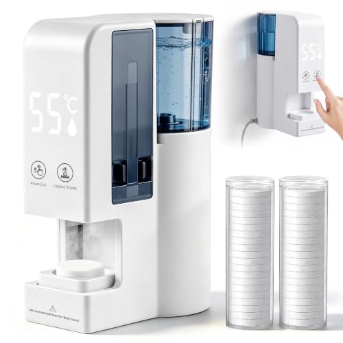 Automatic Hot Towel Dispenser & Warmer with 20 Compressed Towels - Fast 5-Second Heat
